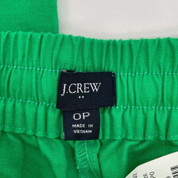 J.Crew Pants Women 0 Petite Green Linen Cotton Drawstring NEW Pull On AW842 Cuff - Picture 3 of 7